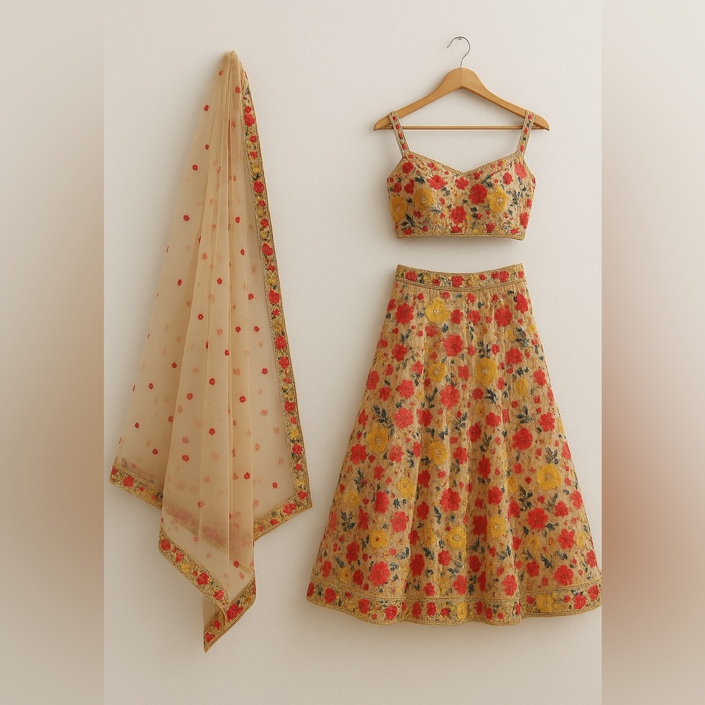 Floral Embroidered Lengtha Choli Dress